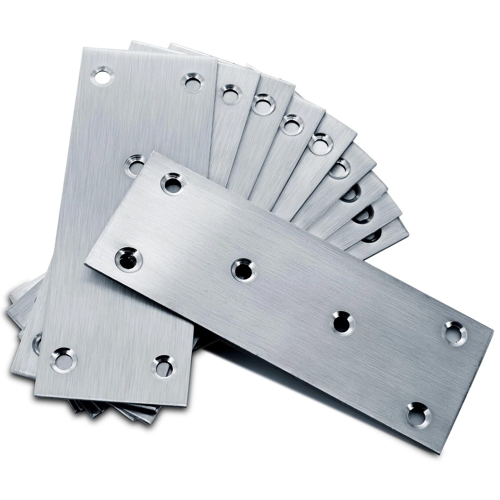 Gorffy 10pcs Flat Brackets for Wood, 128 × 48 × 1.70mm Flat Joining Plates, Sleeper Bracket Heavy Duty, Stainless Steel Mending Plates for Connector, Metal Brackets for Wood Fixing