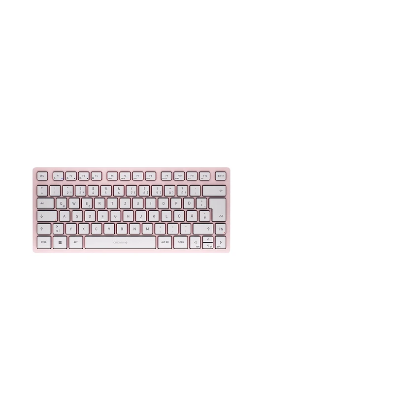 CHERRY KW 7100 MINI BT, Compact Multi-Device keyboard with 3 Bluetooth Channels, German Layout (QWERTZ), Flat Design, incl. Transport Pouch, Cherry Blossom