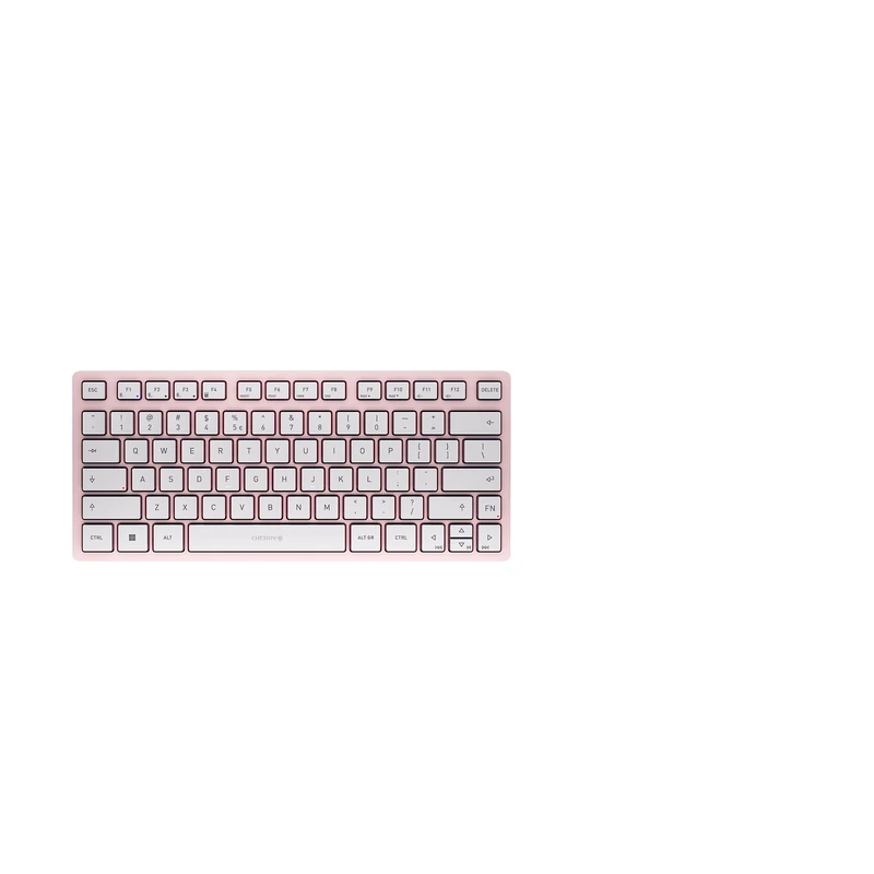 CHERRY KW 7100 MINI BT, Compact Multi-Device keyboard with 3 Bluetooth Channels, EU Layout (QWERTY), Flat Design, incl. Transport Pouch, Cherry Blossom