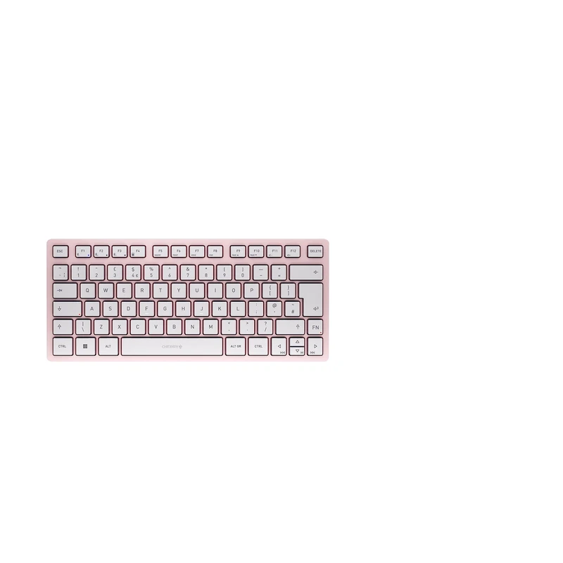 CHERRY KW 7100 MINI BT, Compact Multi-Device keyboard with 3 Bluetooth Channels, UK Layout (QWERTY), Flat Design, incl. Transport Pouch, Cherry Blossom