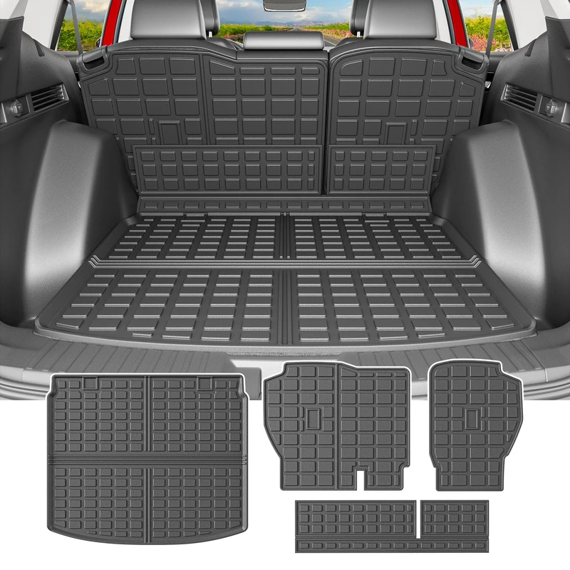 powoq Trunk Mat Compatible with 2023 2024 Honda CRV Upper Deck Cargo Liner TPE Backrest Mat Replacement for 2023 2024 CR-V Hybrid Accessories (Fit 2023 Hybrid Model, Rear Backrest Mats+Rear Trunk Mat)