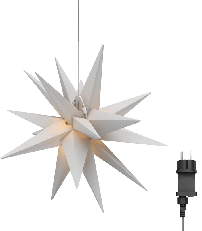 goobay 64789 LED Christmas Star 3D Diameter 56 cm/Star with 18 Points and Timer/Christmas Decoration/LED Star for Atmospheric Atmosphere / 4.5 V Outdoor Transformer/Wall Decoration/Luminous