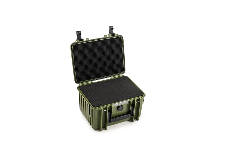 B&W International GmbH B&W Type 500 Outdoor Transport Case Yellow with Cube Foam, Bronze Green, Typ 2000 - Innenmaß 25x17x15cm, Cube Foam