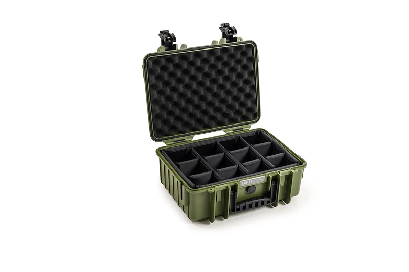 B&W International B&W Outdoor Transport Case Type 4000 Bronze Green with Variable Compartments Waterproof according to IP67 Certification, Dustproof, Shatterproof and Indestructible, Bronze Green, Typ