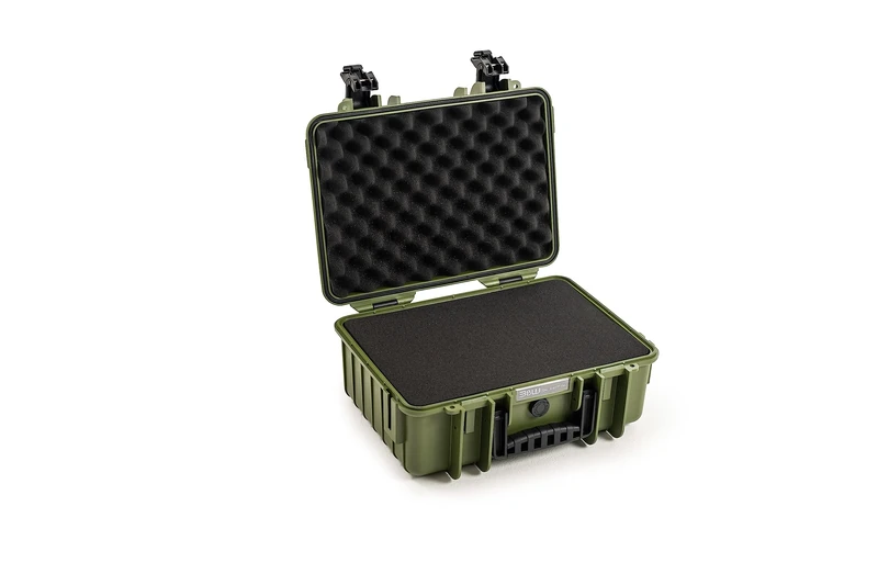 B&W International GmbH B&W Type 500 Outdoor Transport Case Yellow with Cube Foam, Bronze Green, Typ 4000 - Innenmaß 38x26x16cm, Cube Foam