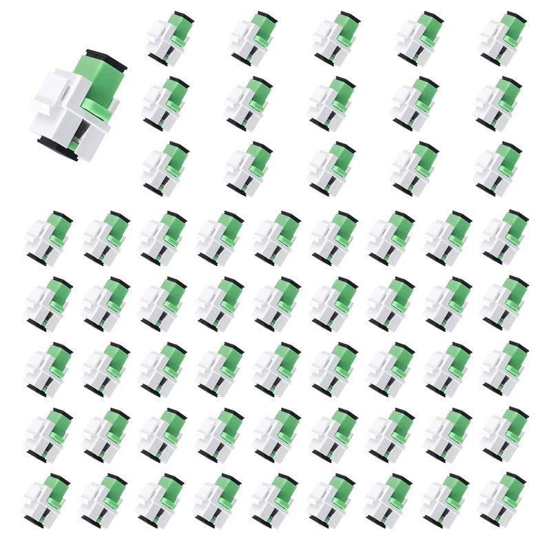 fyboptwu - 60 pcs Fiber Optic Coupler SC Keystone Jack Coupler SC Simplex Singlemode APC Adapter for Fiber Wall Plate (White)