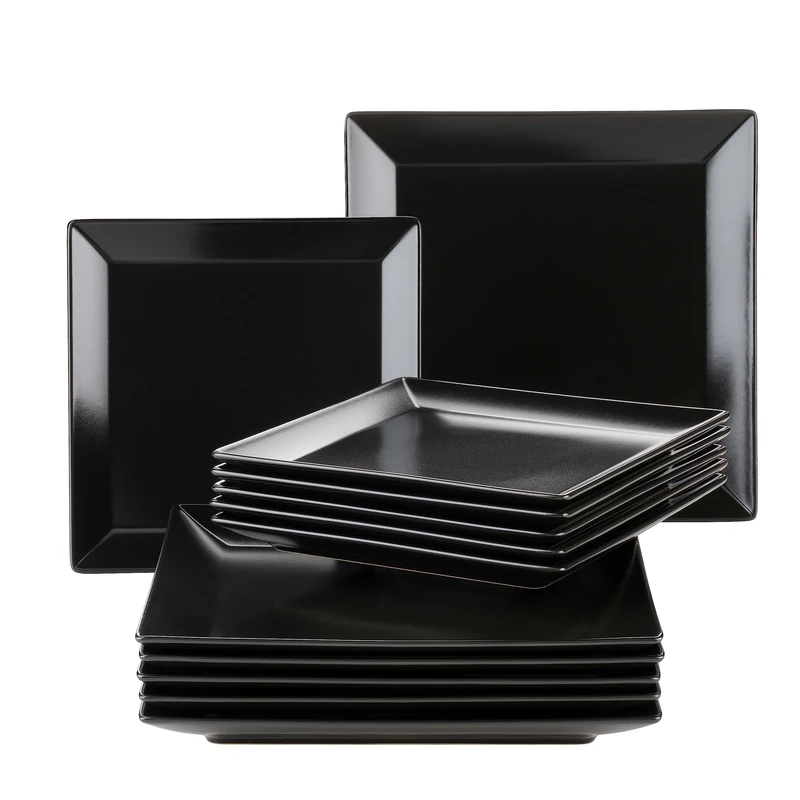 MÄSER Manhattan City Porcelain Dinner Set for 6 People, Black - Image 1