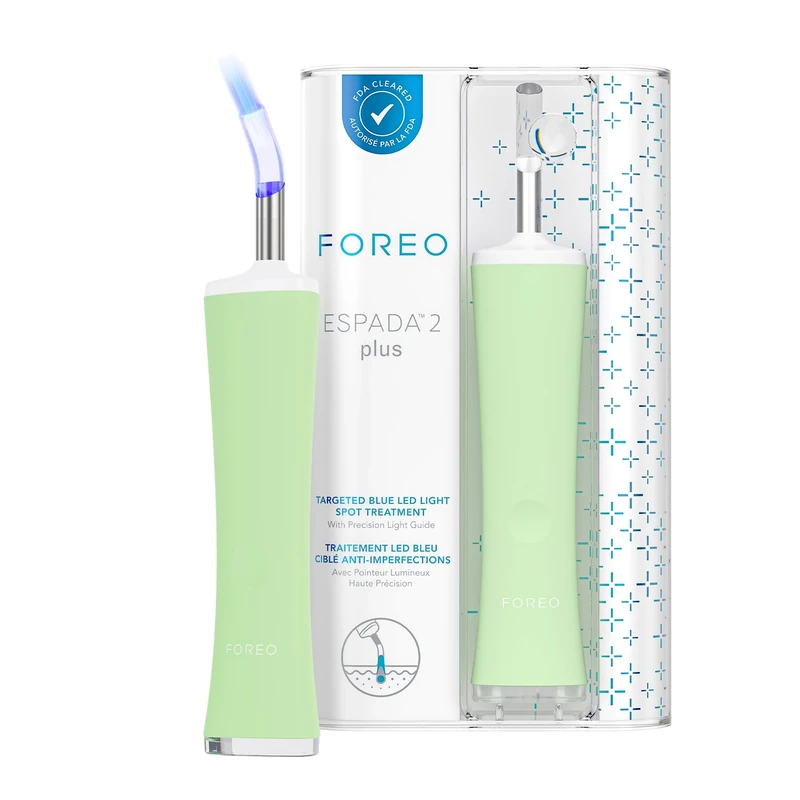 FOREO ESPADA 2 plus Precise Targeting LED Light Therapy, LED Face Mask Device, Blemish Tretament Face Care, Medical-grade Silicone, Scar & Spot Stick for Face, Pistachio