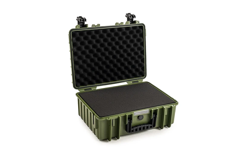B&W International GmbH B&W Outdoor Transport Case Type 5000 Bronze Green with Cube Foam - Waterproof according to IP67 Certification, Dustproof, Shatterproof and Indestructible, Bronze Green, Typ 5000