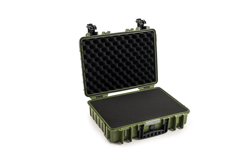 B&W International GmbH B&W Outdoor Transport Case Type 5040 Bronze Green with Cube Foam - Waterproof according to IP67 Certification, Dustproof, Shatterproof and Indestructible, Bronze Green, Typ 5000