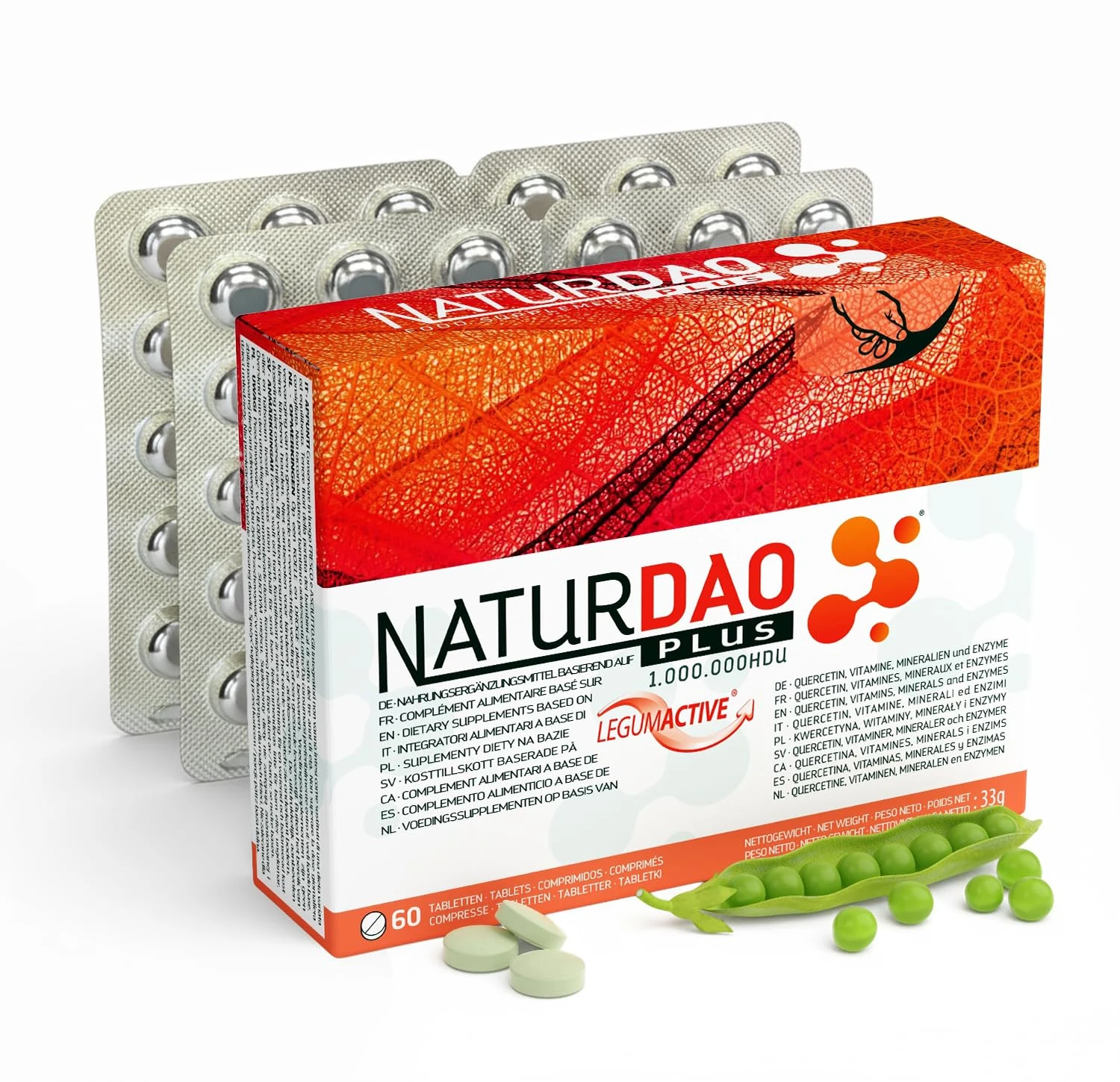 NATURDAO Plus® DAO Enzyme 3,000,000 HDU per Day - Perfect Dosage with 1,000,000 HDU per Tablet (3 Tablets/Day) + 8 Co-Factors & Adjuvants, Quercetin, Catalase, Vitamins, Copper & Zinc