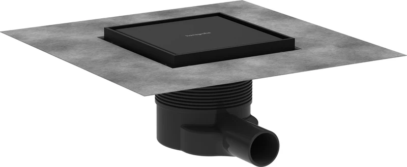 hansgrohe 56251670 RainDrain Brilliance Complete Set Point Drain 150/150 can be Tiled on The Back, matt Black, 15 x 15cm