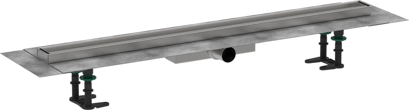 hansgrohe 56169000 RainDrain Compact Komplettset Duschrinne 900 für Flache Installation Complete Set, Transparent, 90cm / befliesbar