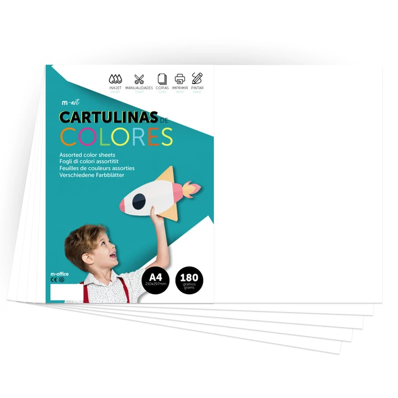 A4 Intense Colour Card 180 g for Crafts, Print Your Documents and Creative Designs, Colour Foils A4 · m-office (500 Sheets, White)