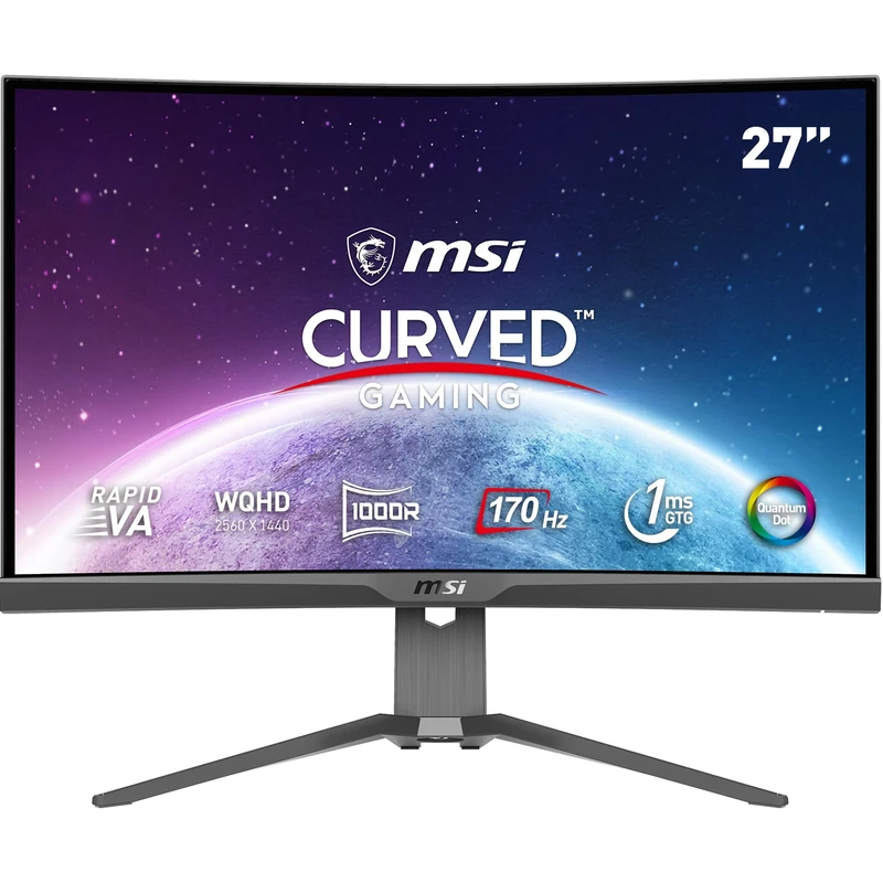 MSI MAG 275CQRF-QD 27 Inch WQHD Curved Gaming Monitor - 1000R 2560 x 1440 Rapid VA Panel, 170Hz - 1ms GTG, AMD FreeSync Premium, HDR Ready