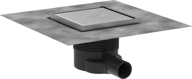hansgrohe 56251800 RainDrain Brilliance Complete Set Point Drain 150/150 Backside Tileable Brushed Stainless Steel, 15 x 15cm