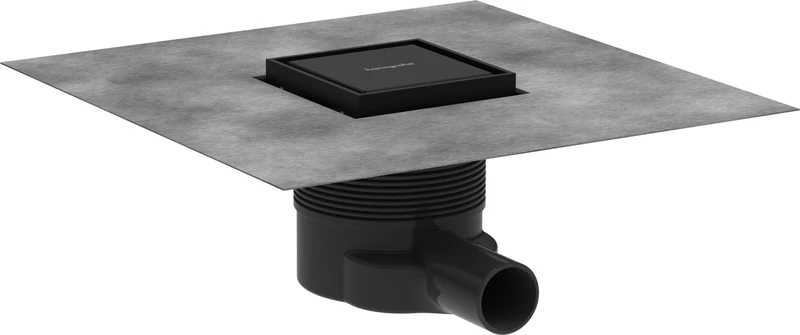 hansgrohe 56250670 RainDrain Brilliance Complete Set Point Drain 100/100 can be Tiled on The Back, matt Black, 10 x 10cm