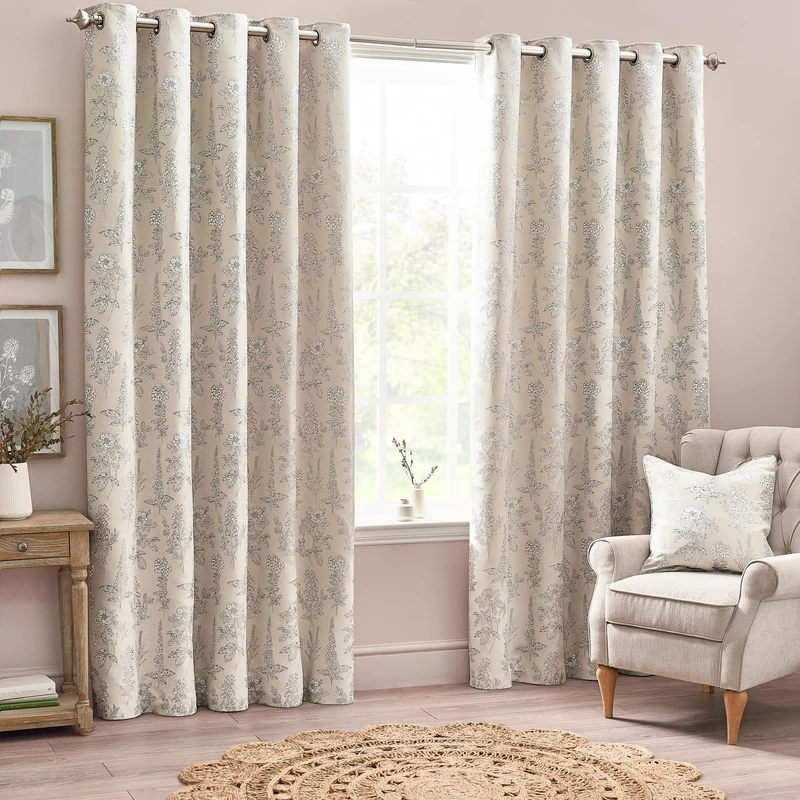 furn. Wylder Nature Sophia Eyelet Curtains - 2 Panels - Width x Drop - 117 x 183cm (46 x 72) - Natural - Image 1
