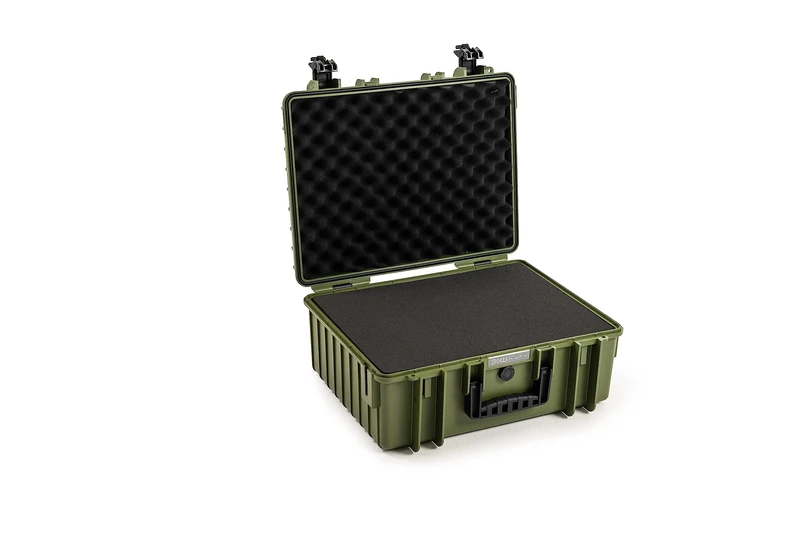 B&W International GmbH B&W Type 500 Outdoor Transport Case Yellow with Cube Foam, Bronze Green, Typ 6000 - Innenmaß 47x35x20cm, Cube Foam