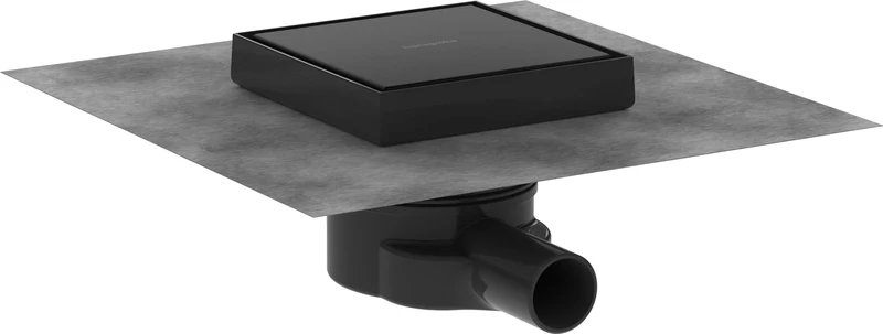 hansgrohe 56249670 RainDrain Complete Set Point Drain 150/150 can be Tiled on The Back, matt Black, 15 x 15cm