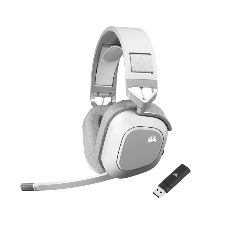 Corsair HS80 MAX WIRELESS Multiplatform Gaming Headset with Bluetooth - Dolby Atmos - Broadcast Quality Microphone - iCUE Compatible - PC, Mac, PS5, PS4, Mobile - White