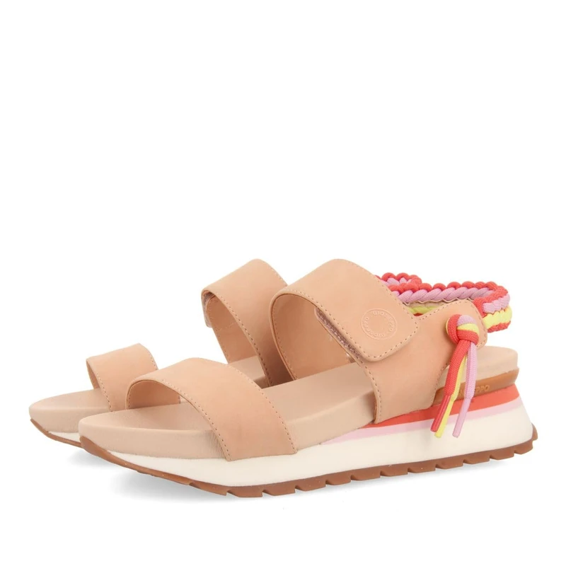 GIOSEPPO Beige Sports Sandals with Multicolor Back Detail for Women Austell, multicoloured, 8.5 UK
