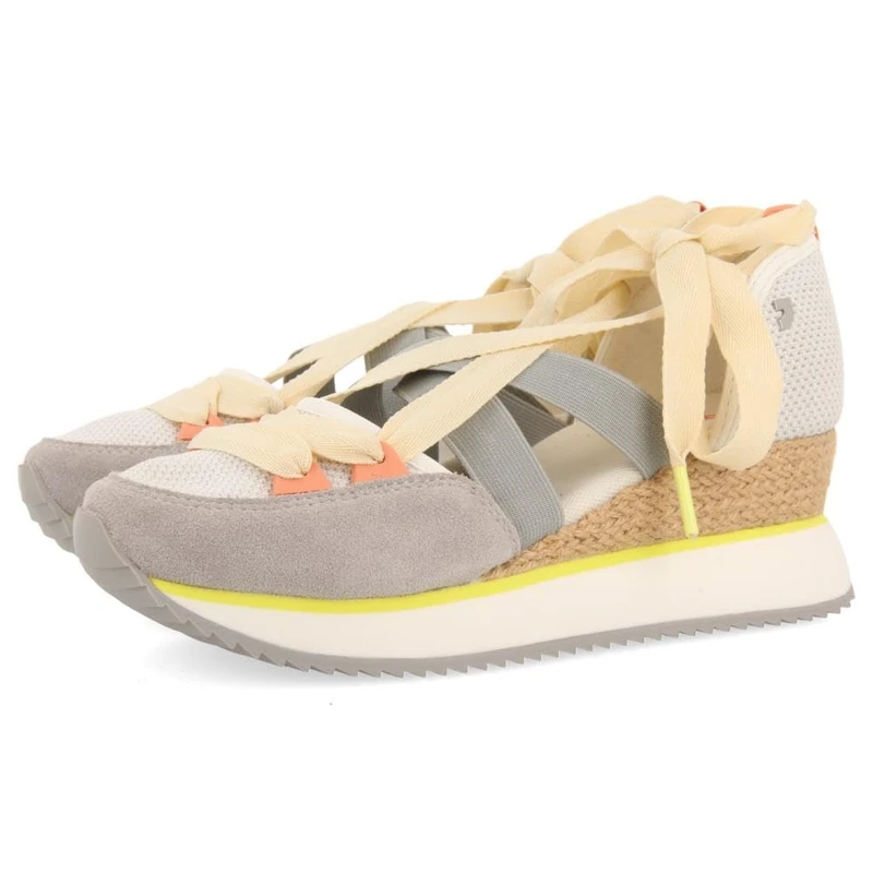 SAMOBOR White Open Sneakers with Wedge for Women, White, 7 UK