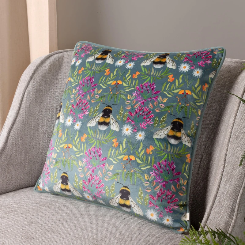 furn. Wylder Nature House of Bloom Zinnia Bee Feather Filled Cushion - Twin Pack