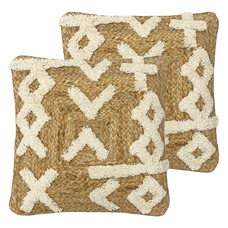 furn. Camfa Braided Jute Feather Filled Cushion - Twin Pack