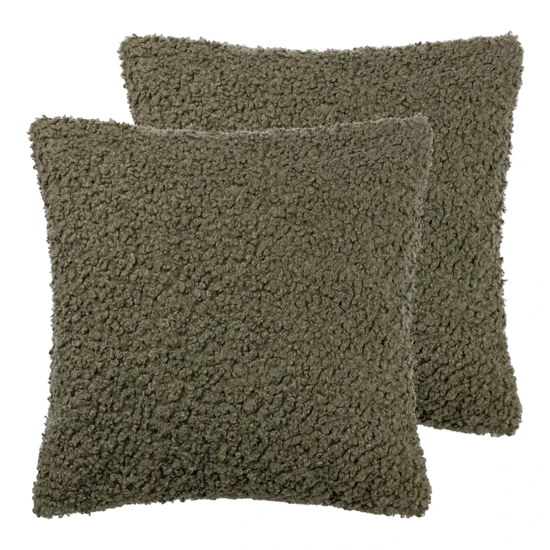 Yard Cabu Textured Boucle Feather Filled Cushion - Twin Pack, Khaki, 45 x 45cm