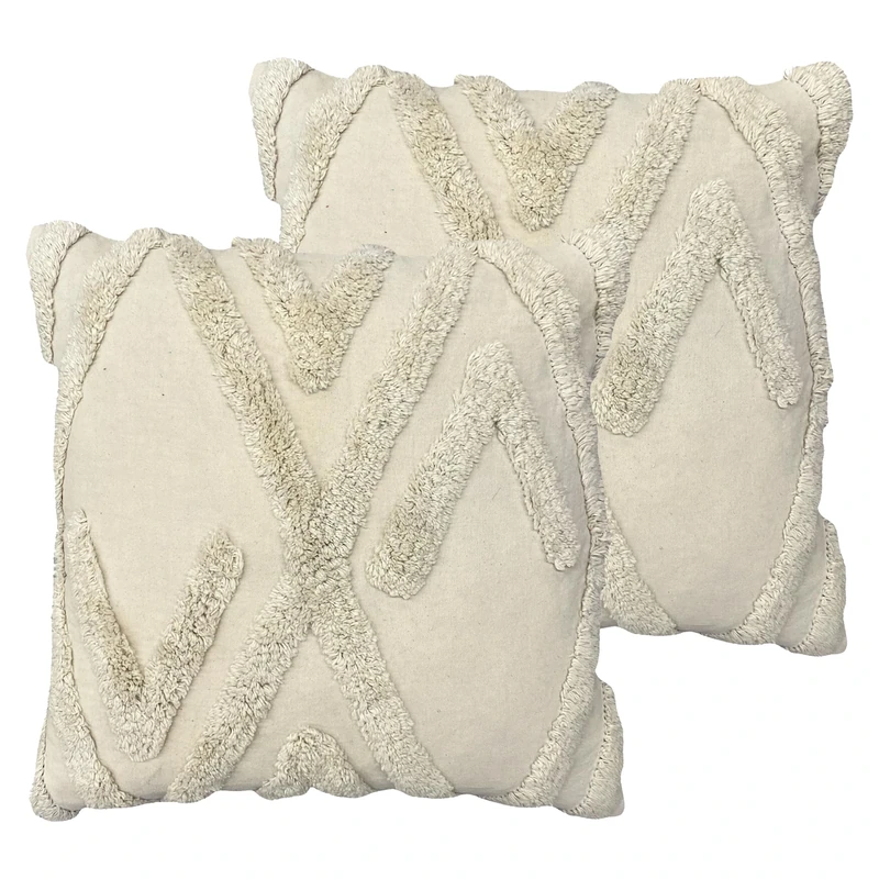 furn. Kamjo Geometric Tufted Feather Filled Cushion - Twin Pack
