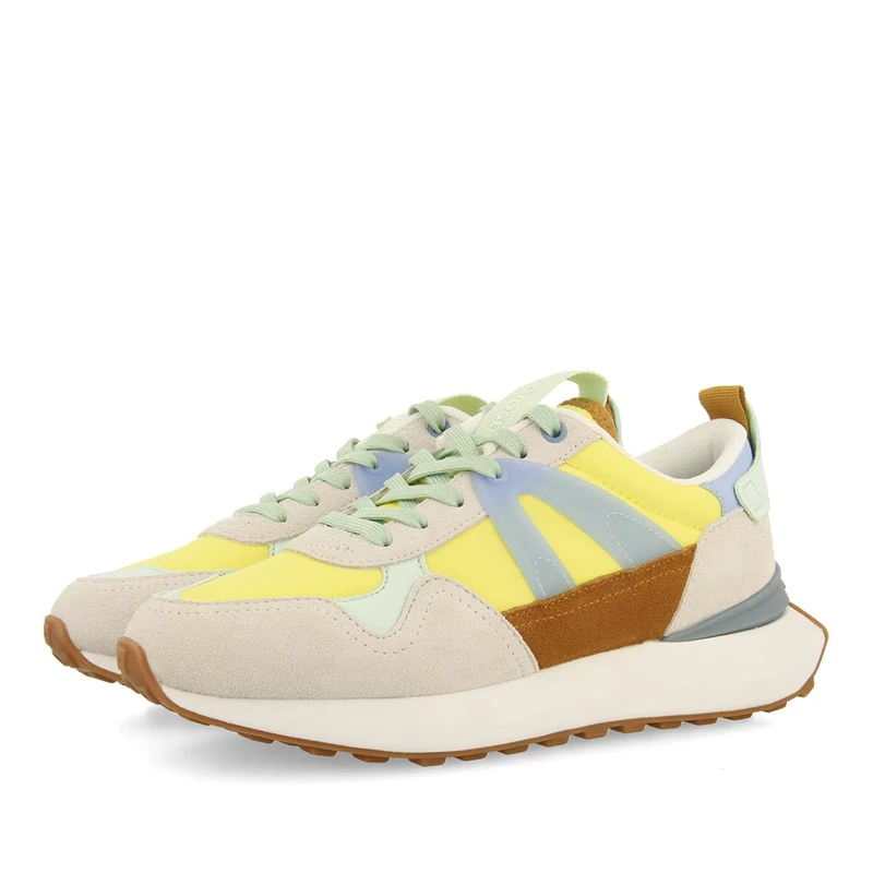 Adair Yellow Sneakers with Multicolor Details for Women, Lemon Tree, 8 UK
