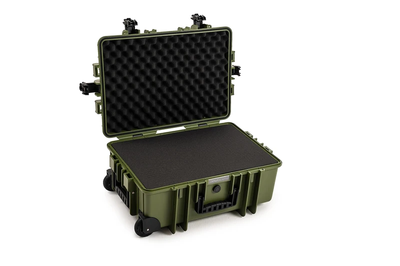 B&W Outdoor Transport Case Type 6700 Bronze Green with Cube Foam, Trolley Suitcase, Ideal for Touring, Waterproof according to IP67 Certification, Dustproof, Shatterproof and Indestructible, Bronze