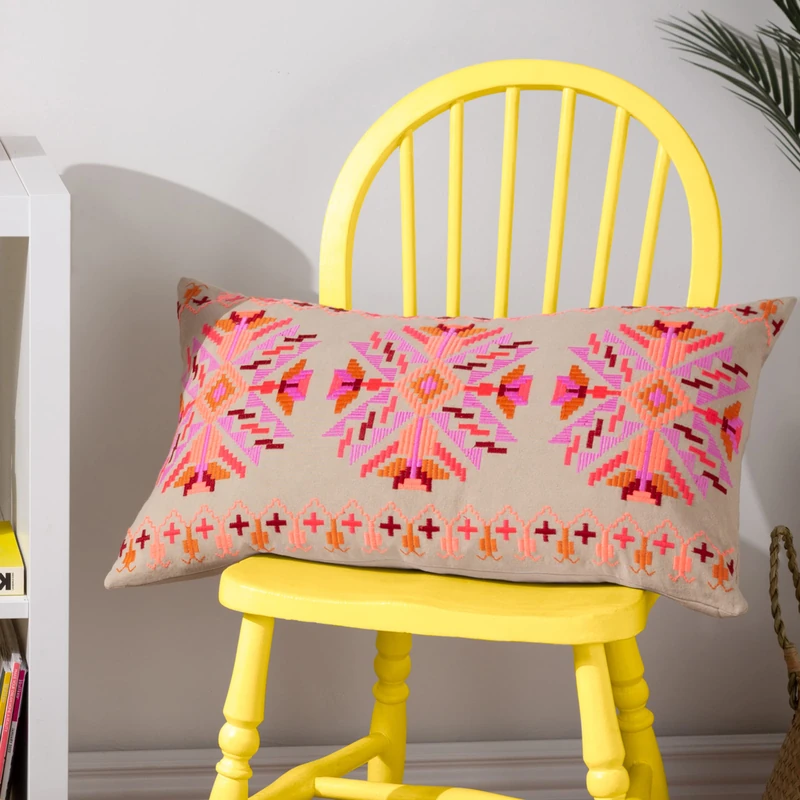 furn. Kalina Feather Filled Cushion - Twin Pack, Pink, 35 x 60cm