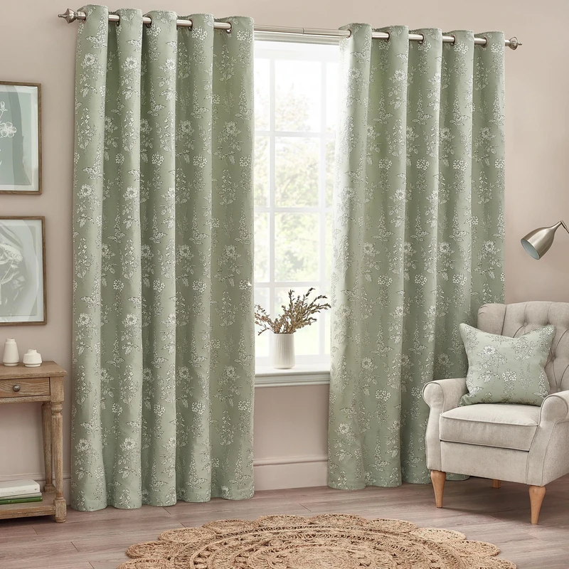Wylder Nature Sophia Eyelet Curtain,Sage,168 x 183cm