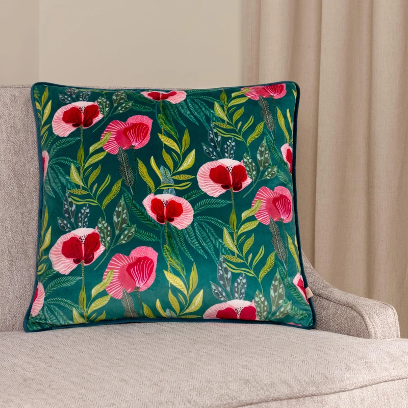 furn. Wylder Nature House of Bloom Poppy Feather Filled Cushion - Twin Pack - Image 1