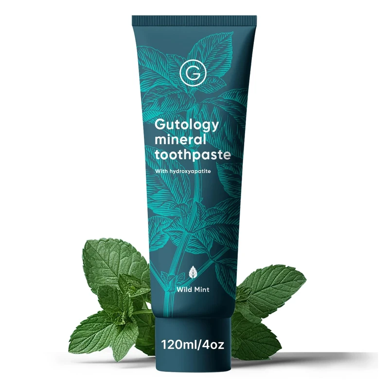 Gutology Mineral Hydroxyaptite Toothpaste 120ml Microbiome Friendly Fluoride Free Toothpaste Suitable for Adults & Children for Sensitive Teeth - Wild Mint