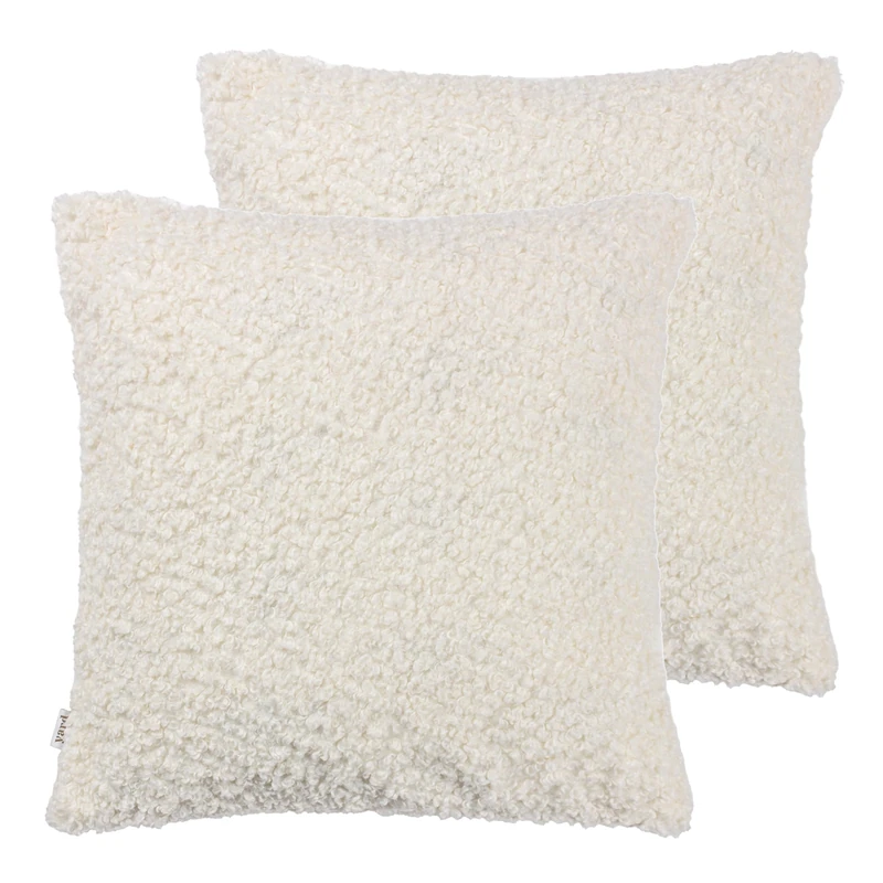 Yard Cabu Textured Boucle Feather Filled Cushion - Twin Pack, Ecru, 45 x 45cm