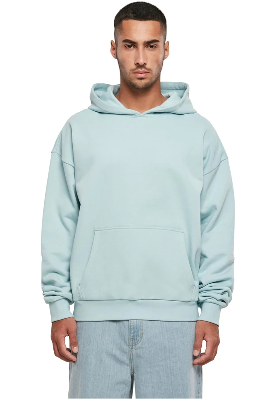 Build your Brand Men's Hooded Pullover Ultra Heavy Cotton Box Hoody, Oversized Hoodie for Men, Cotton, Sizes XS - 5XL, Ocean blue, M