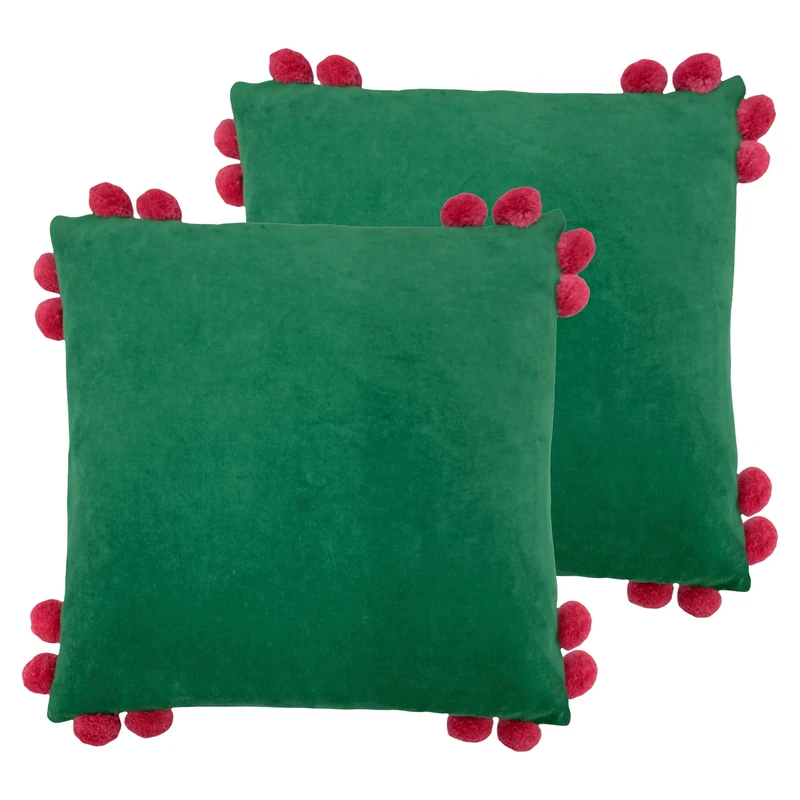 Furn. Hoola Pom-Pom Polyester Filled Cushion - Twin Pack,45 x 45cm