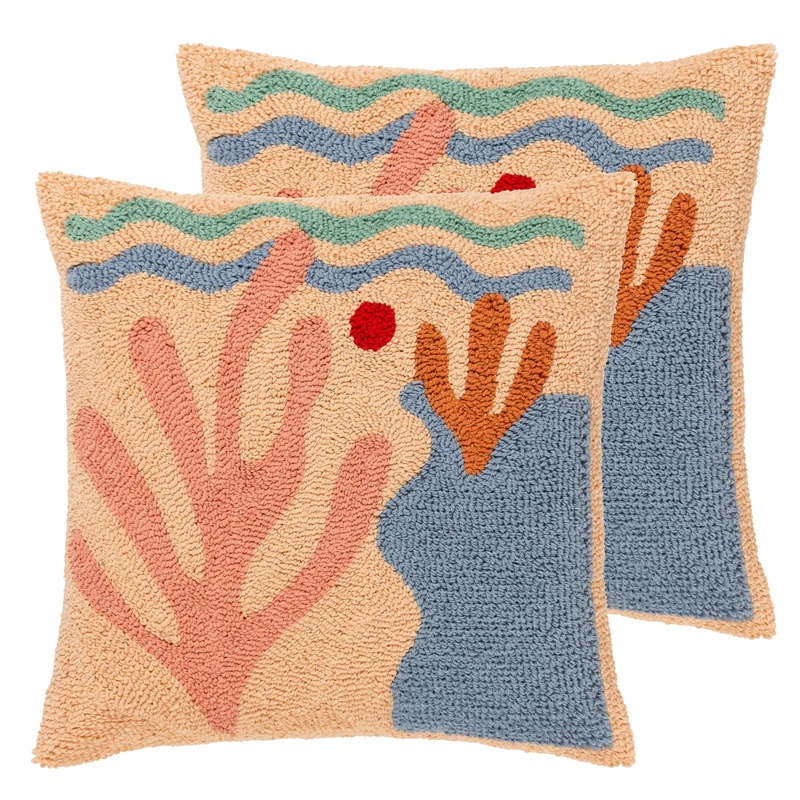 furn. Heya Home Corals Knitted Feather Filled Cushion - Twin Pack