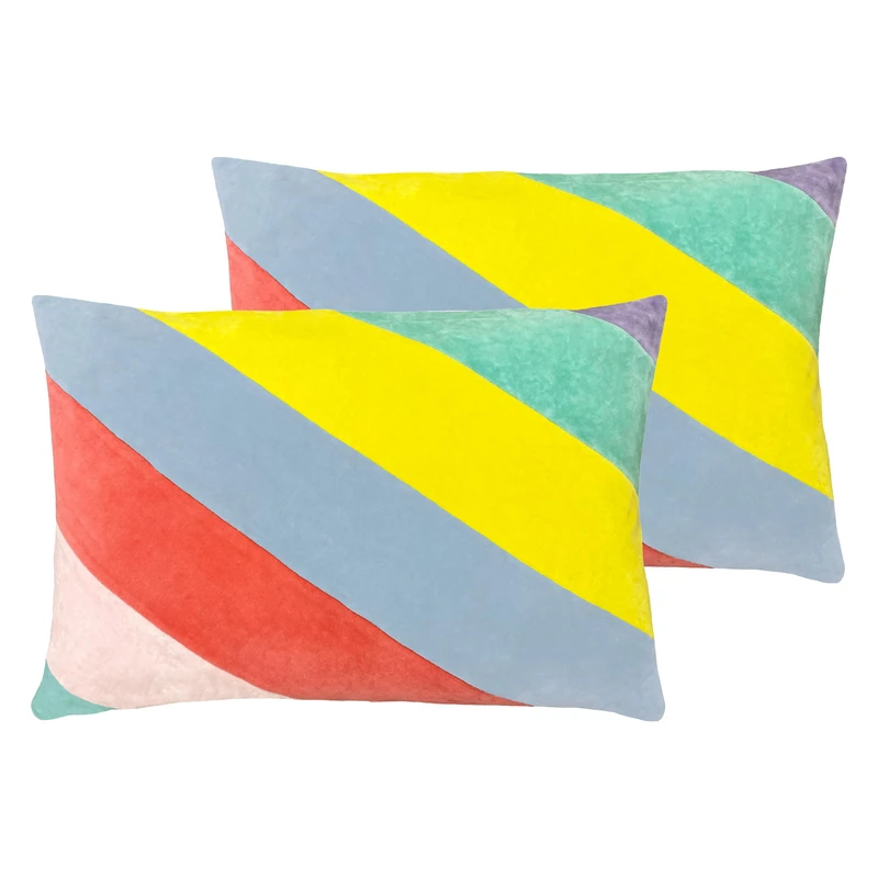 furn. Della Striped Polyester Filled Cushion - Twin Pack