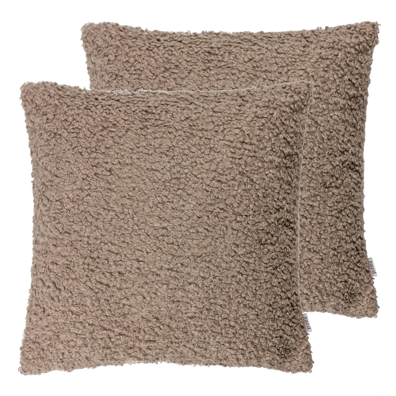 Yard Cabu Textured Boucle Feather Filled Cushion - Twin Pack, Taupe, 45 x 45cm
