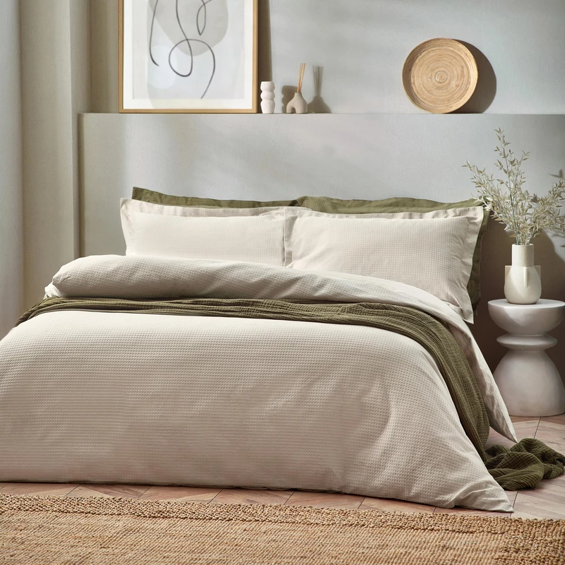 Yard Waffle Duvet Set - Double - Linen