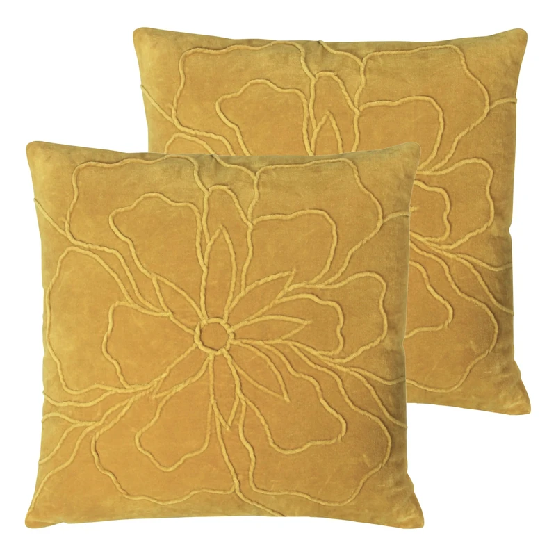 furn. Angeles Floral Velvet Feather Filled Cushion - Twin Pack
