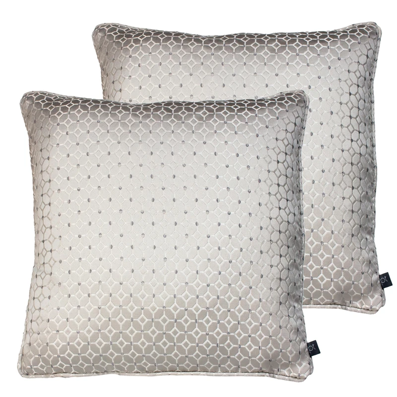 Prestigious Textiles Frame Embroidered Geometric Piped Feather Filled Cushion - Twin Pack