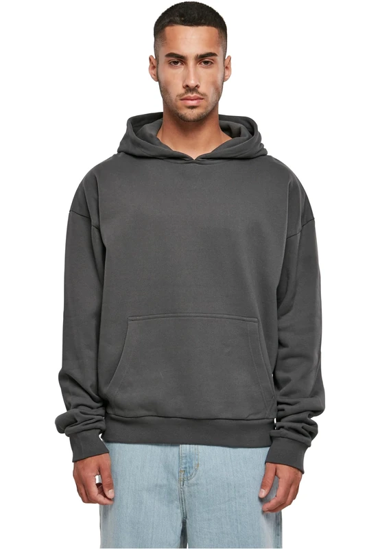 Build your Brand Men's Hooded Pullover Ultra Heavy Cotton Box Hoody, Oversized Hoodie for Men, Cotton, Sizes XS - 5XL, dark grey, 3XL