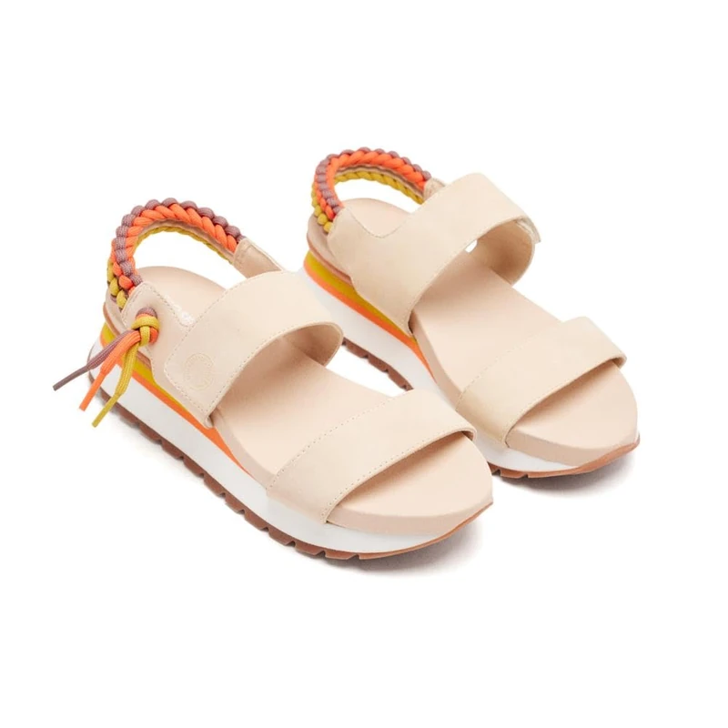 GIOSEPPO Beige Sports Sandals with Multicolor Back Detail for Women Austell, beige, 5 UK