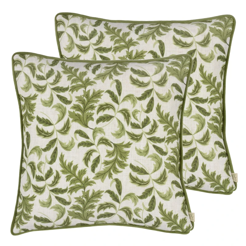 Evans Lichfield Chatsworth Topiary Piped Feather Filled Cushion - Twin Pack - Image 1