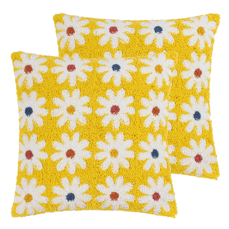 Heya Home Daisy New Knitted Polyester Filled Cushion Mellow - Twin Pack